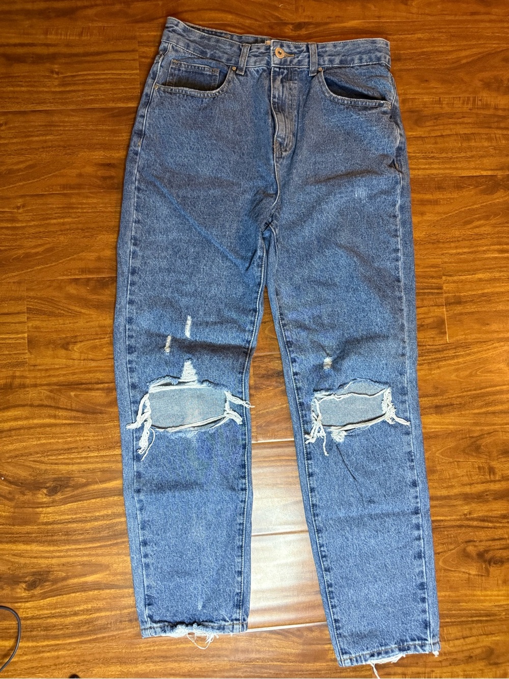 Cotton On Women’s Distressed Blue Slim Straight Jeans